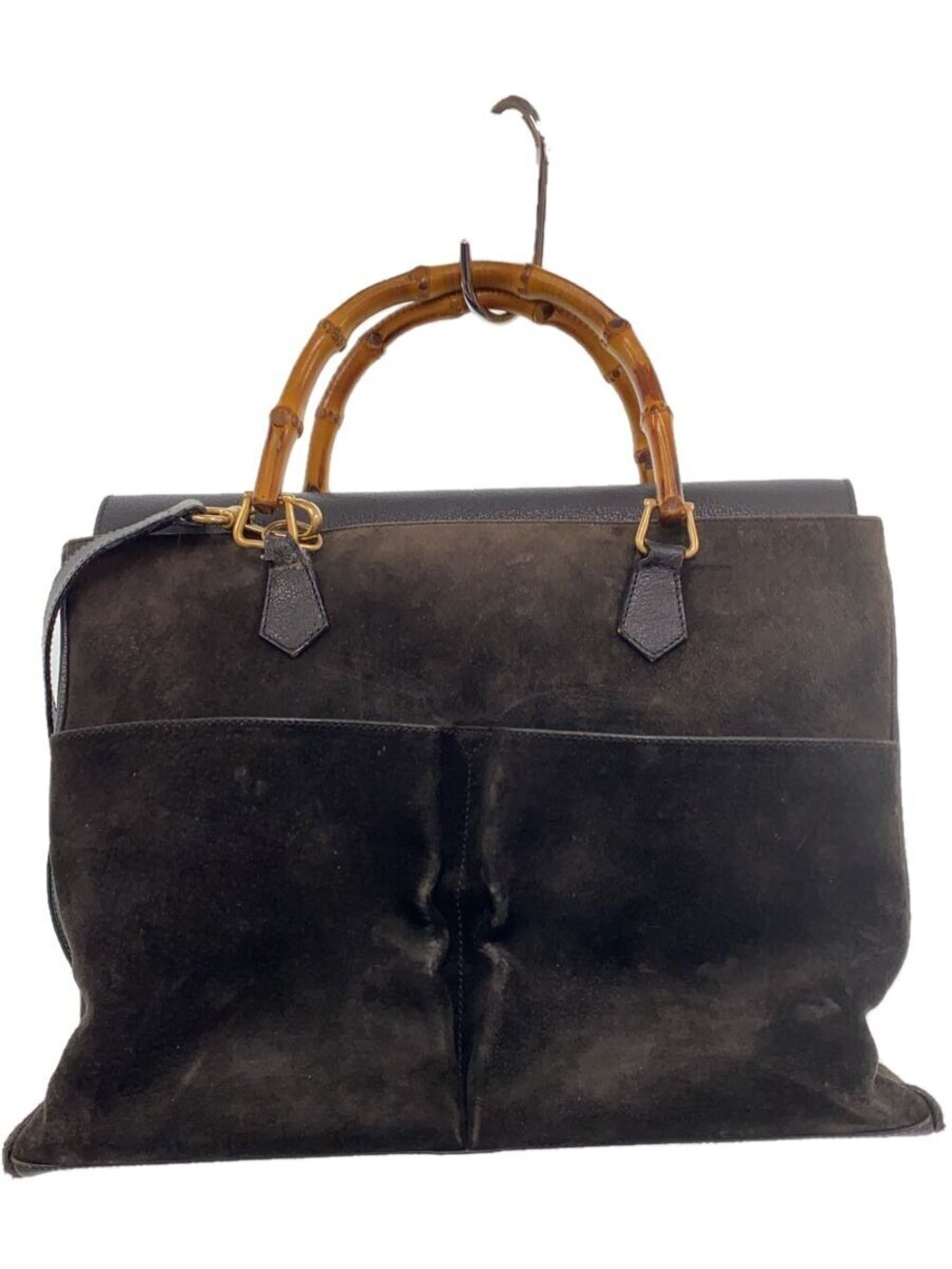 Gucci Bamboo Top Handle Tote Bag suede bamboo Black